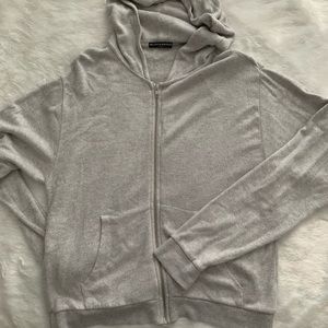 brandy melville soft zip up grey hoodie